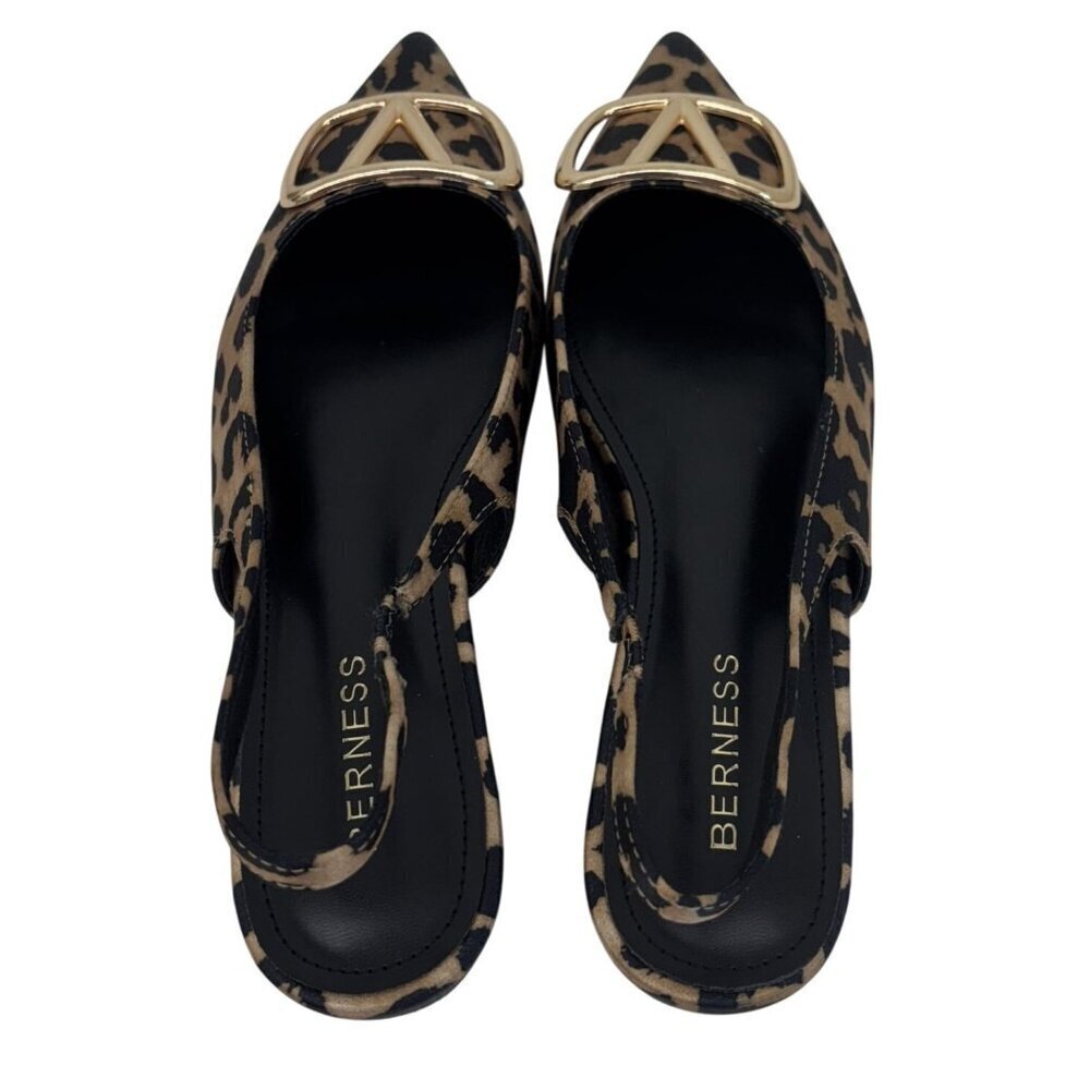 BERNESS / Ruthos / Leopard Print / Slingback / Flats With Gold Buckle Detailing - Picture 5 of 8